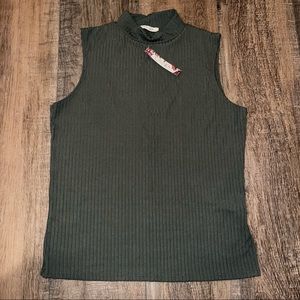 NWT Olivia Rae Mock Neck Olive Green Sleeveless Top